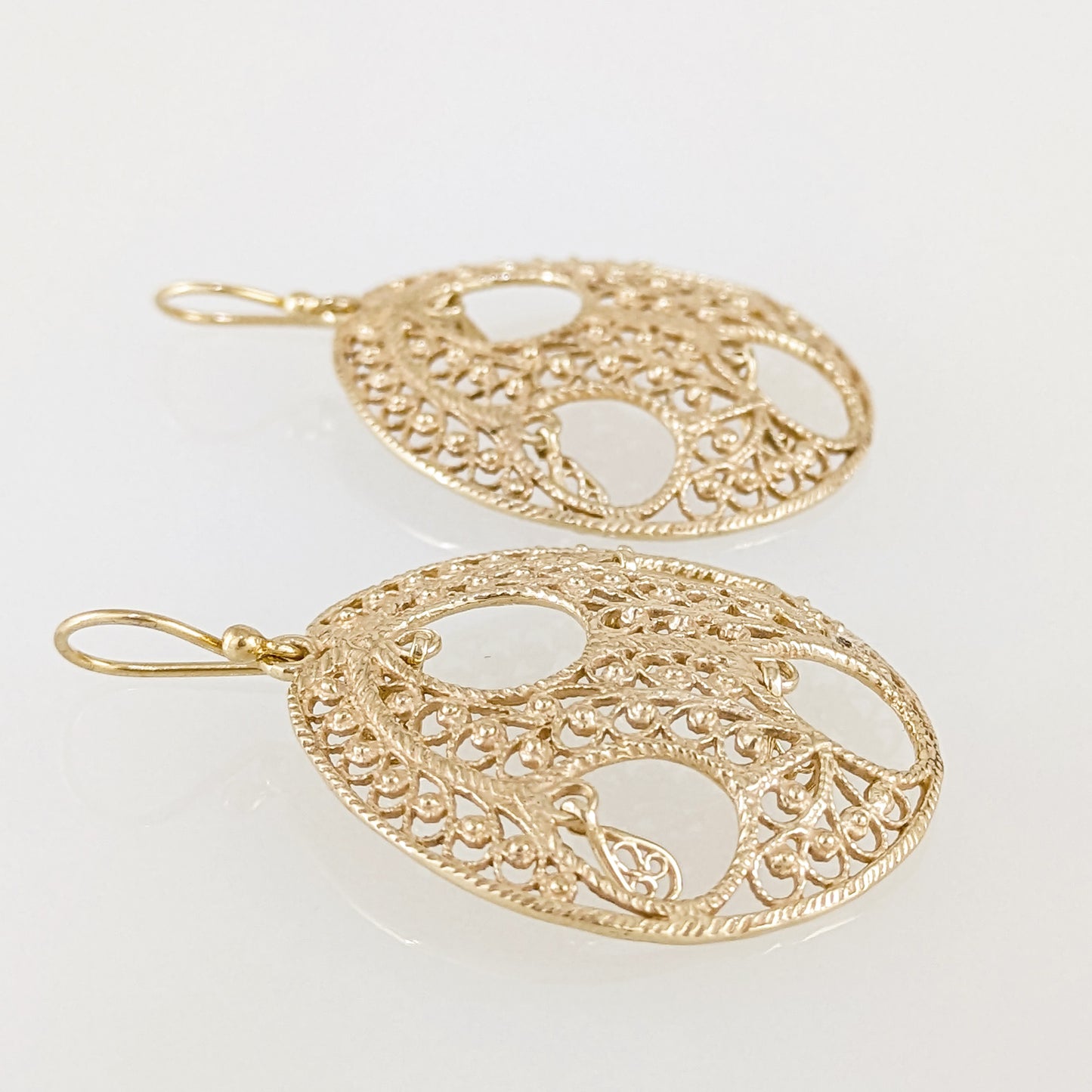 Round Openwork Filigree Drop Earrings