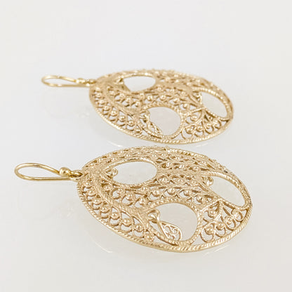 Round Openwork Filigree Drop Earrings