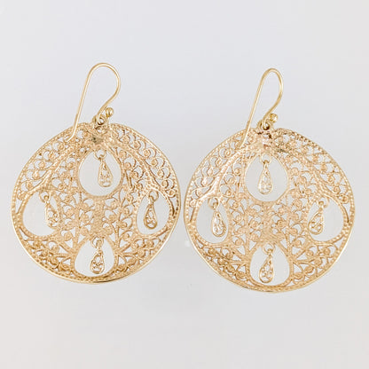 Round Openwork Filigree Drop Earrings