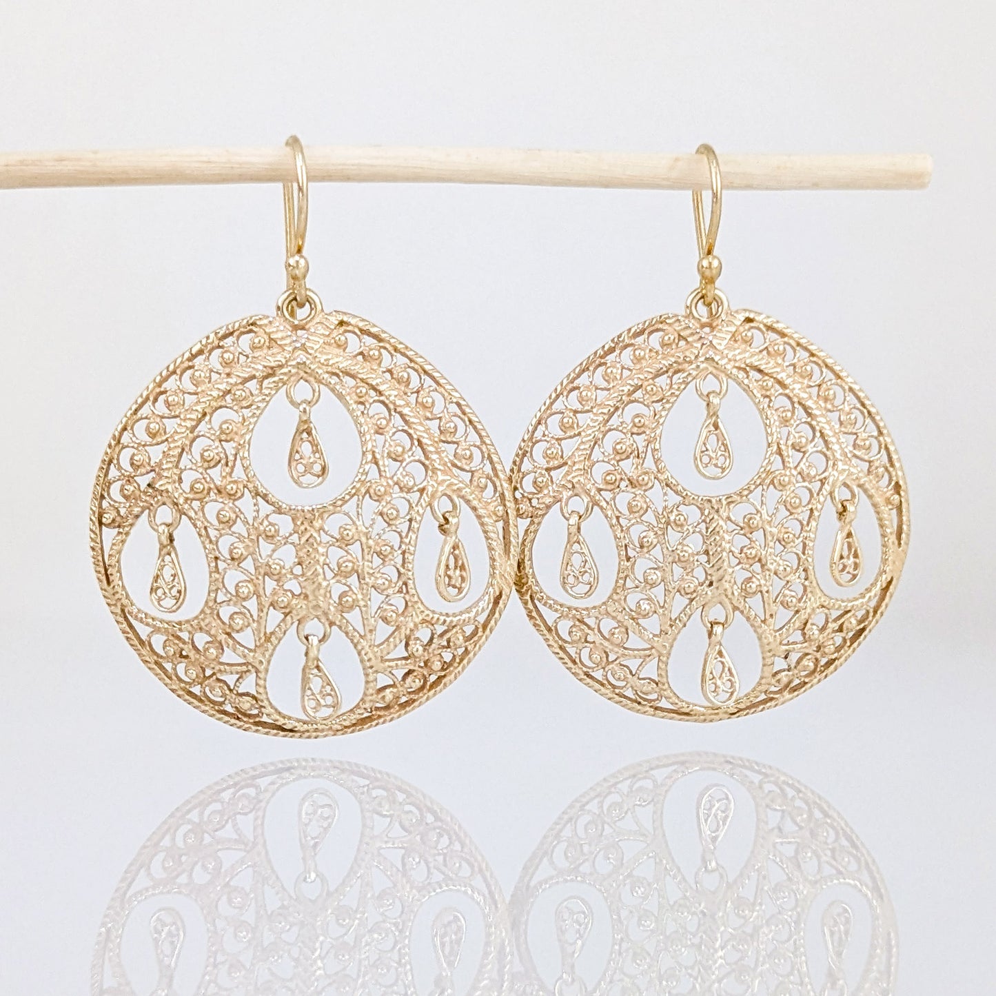 Round Openwork Filigree Drop Earrings