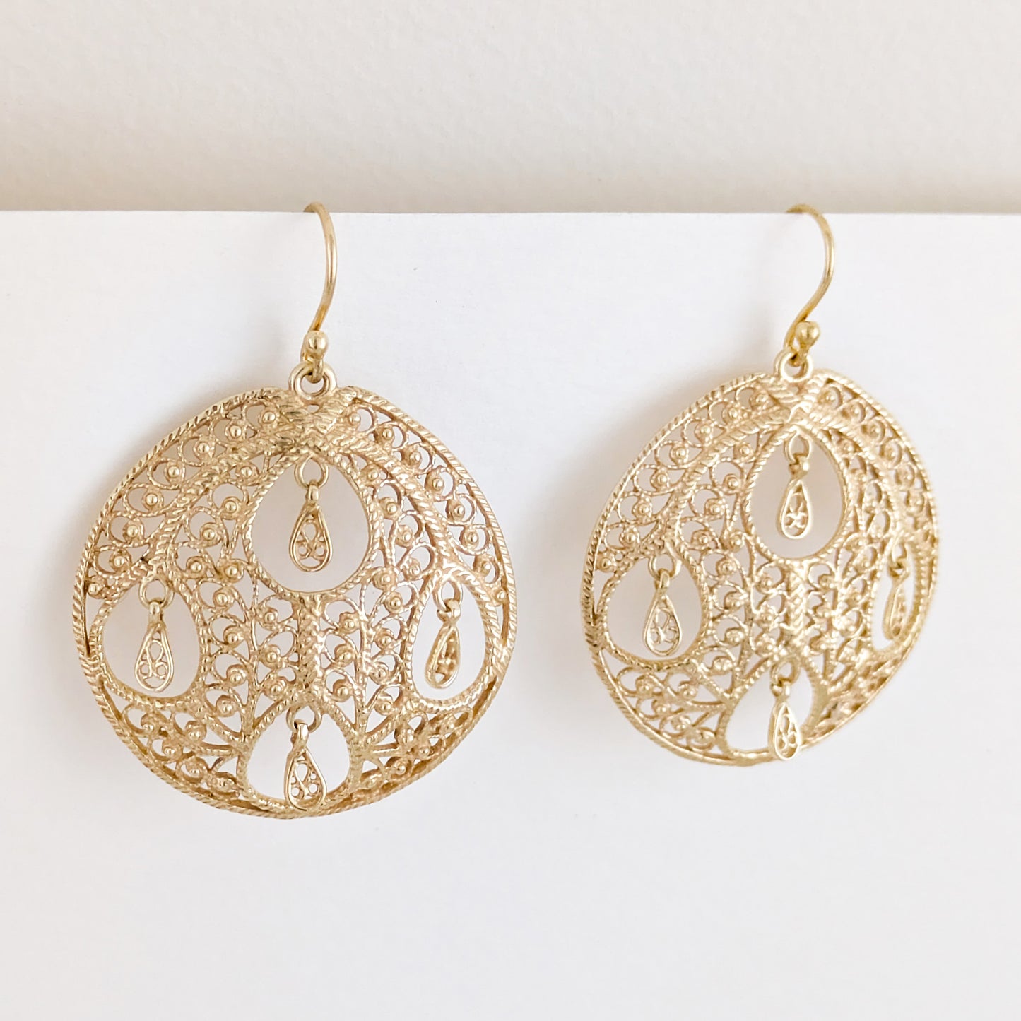 Round Openwork Filigree Drop Earrings