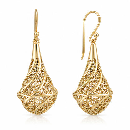 Teardrop Filigree Openwork Drop Earrings