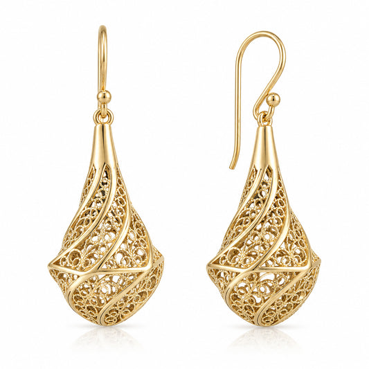 Teardrop Filigree Openwork Drop Earrings
