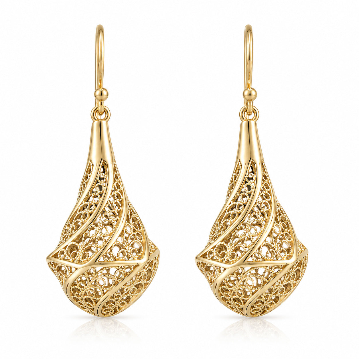 Teardrop Filigree Openwork Drop Earrings