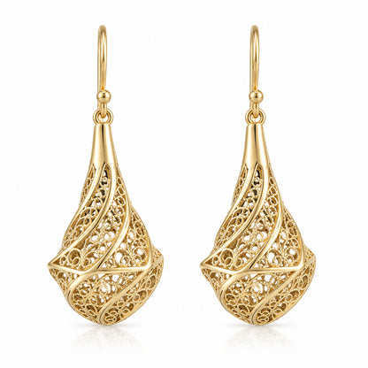 Teardrop Filigree Openwork Drop Earrings