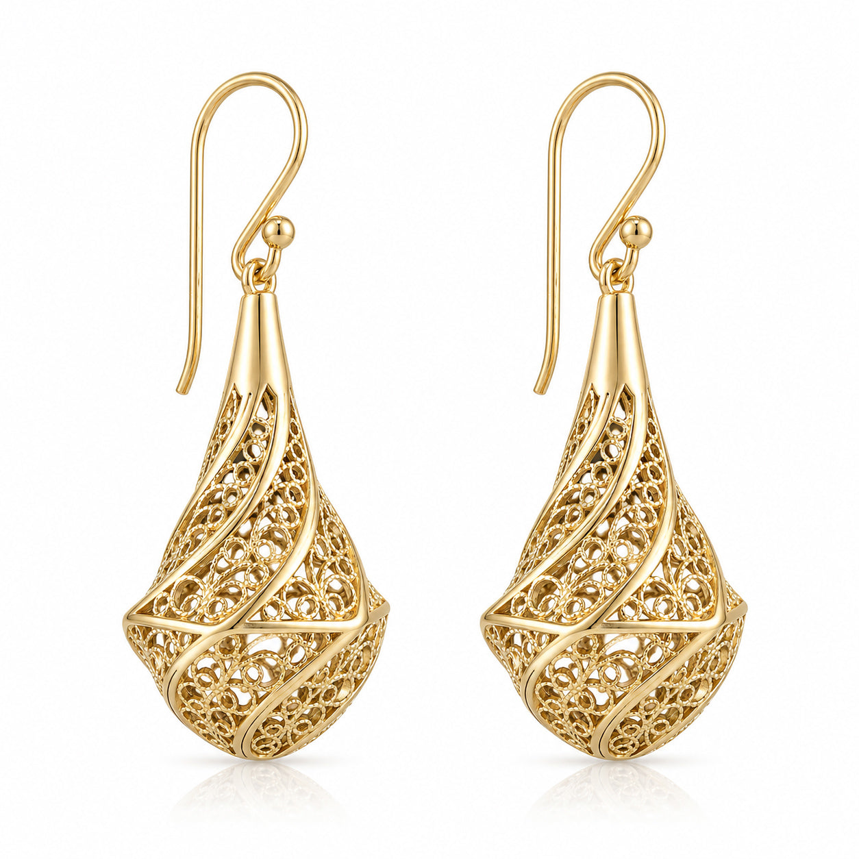 Teardrop Filigree Openwork Drop Earrings