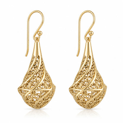 Teardrop Filigree Openwork Drop Earrings