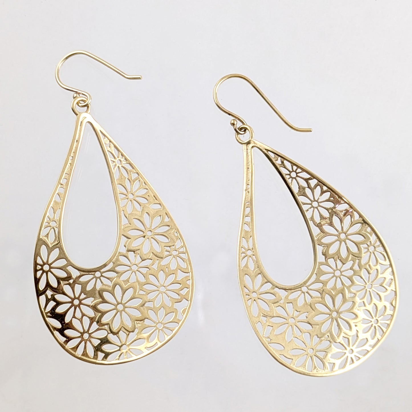 Floral Cutout Teardrop Earrings with French Wire