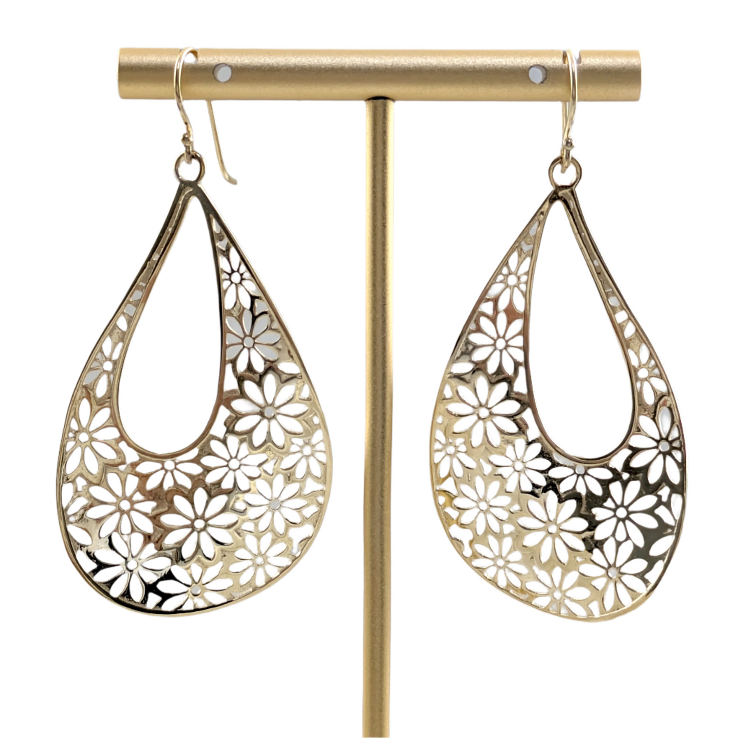 Floral Cutout Teardrop Earrings with French Wire