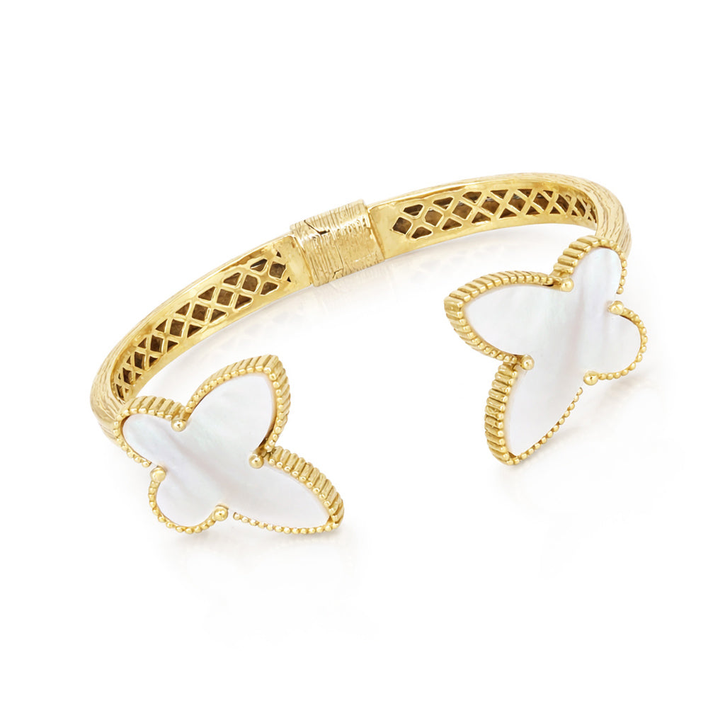 Mother of Pearl Butterfly Open Cuff Bracelet