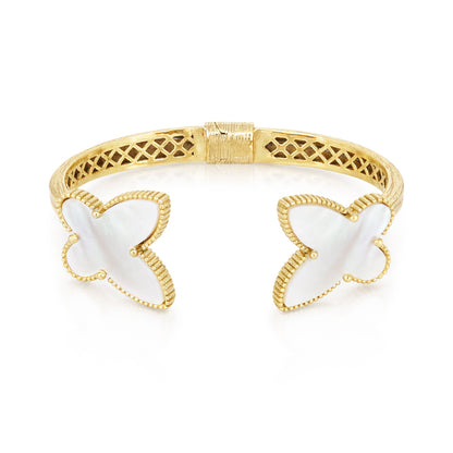 Mother of Pearl Butterfly Open Cuff Bracelet
