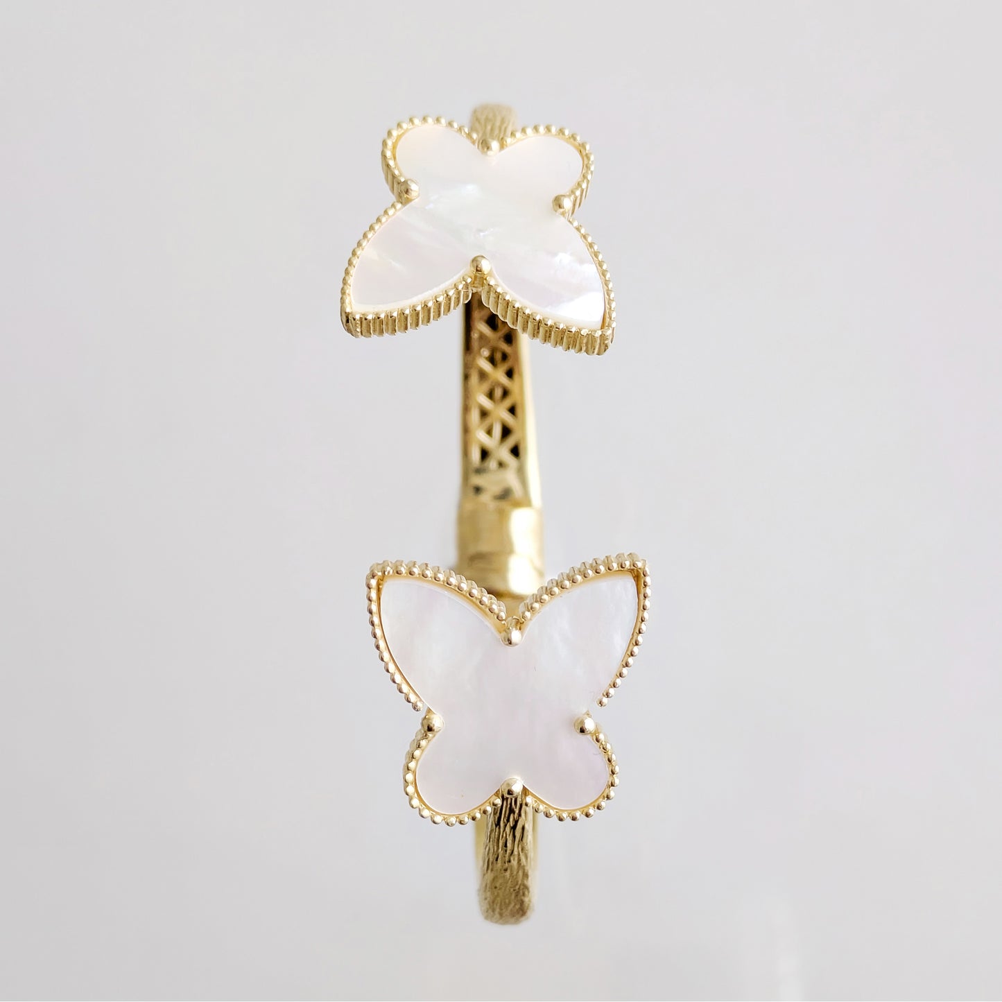 Mother of Pearl Butterfly Open Cuff Bracelet