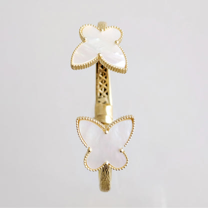 Mother of Pearl Butterfly Open Cuff Bracelet