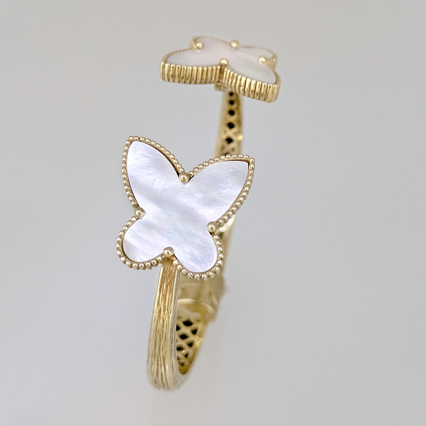 Mother of Pearl Butterfly Open Cuff Bracelet