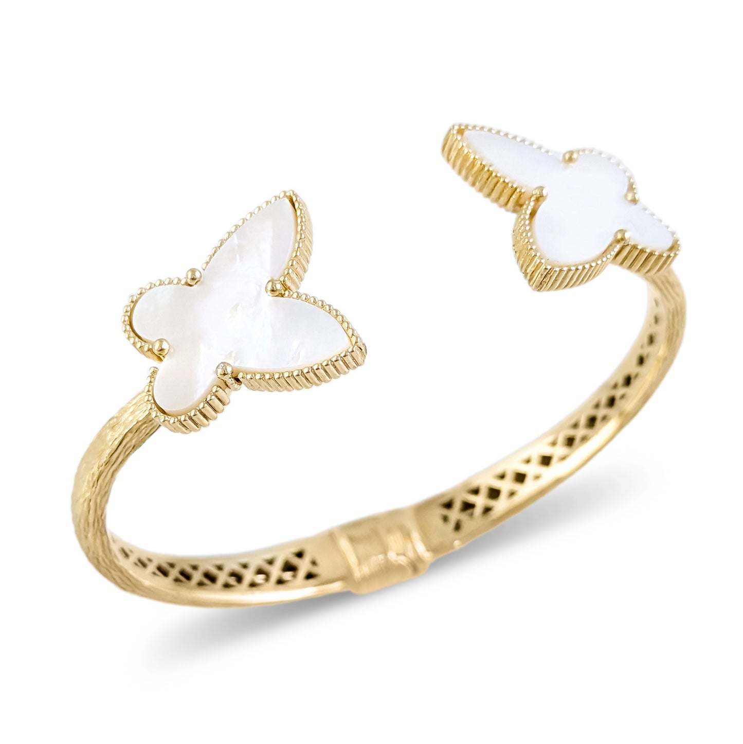 Mother of Pearl Butterfly Open Cuff Bracelet