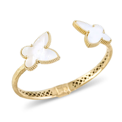 Mother of Pearl Butterfly Open Cuff Bracelet