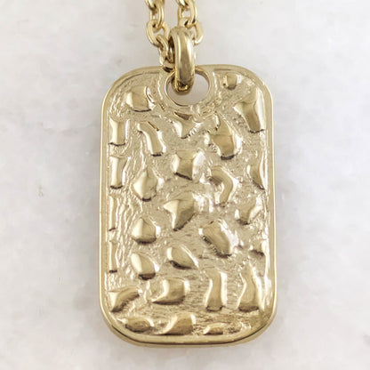 Hammered Rectangle Tag Pendant Necklace with Adjustable Chain