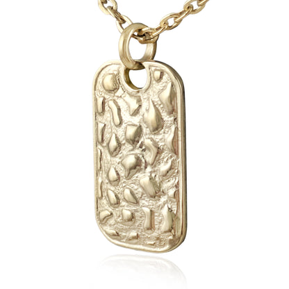 Hammered Rectangle Tag Pendant Necklace with Adjustable Chain