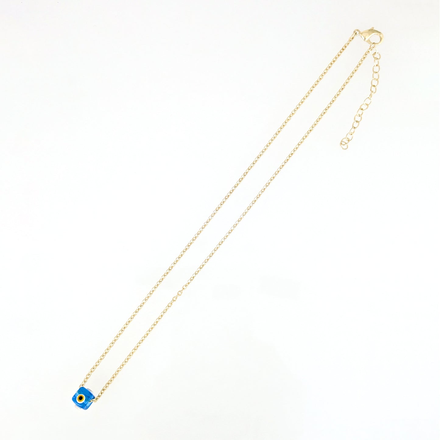 Evil Eye Gold Necklace Blue Glass Bead Pendant 18k Gold Over Bronze Protection Necklace Minimalist Turkish Jewelry