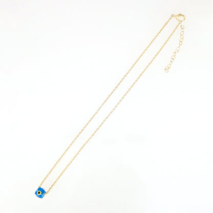 Evil Eye Gold Necklace Blue Glass Bead Pendant Protection Necklace Minimalist Turkish Jewelry