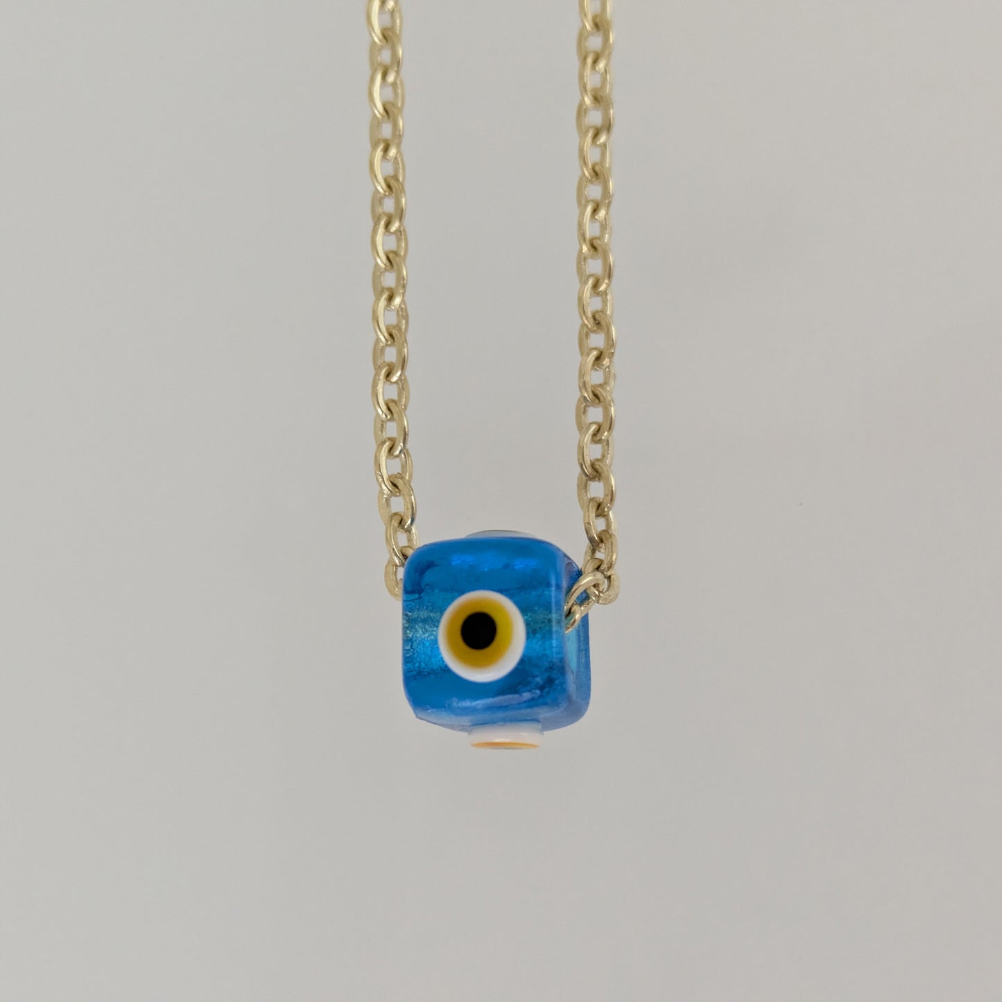 Evil Eye Gold Necklace Blue Glass Bead Pendant 18k Gold Over Bronze Protection Necklace Minimalist Turkish Jewelry
