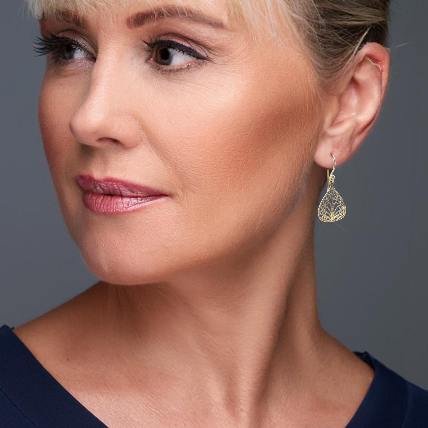 Petite Filigree Teardrop Earrings – Lightweight and Elegant
