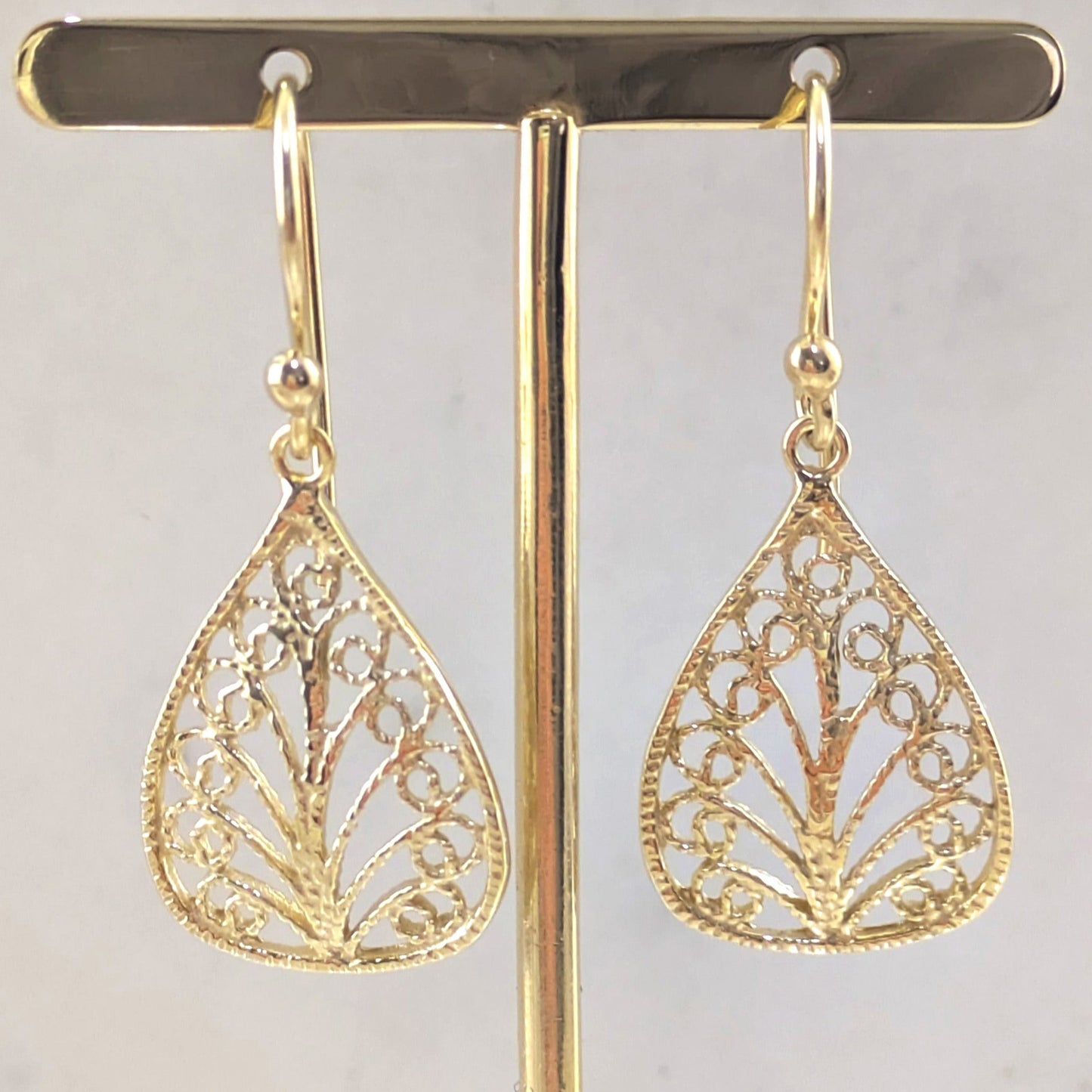 Petite Filigree Teardrop Earrings – Lightweight and Elegant