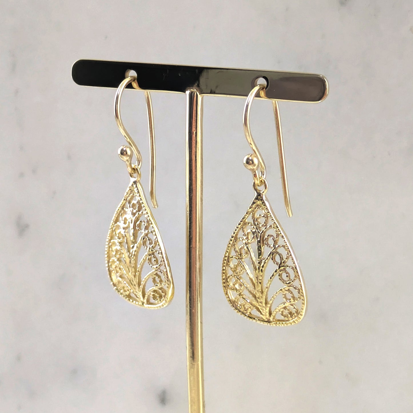 Petite Filigree Teardrop Earrings – Lightweight and Elegant