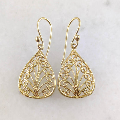 Petite Filigree Teardrop Earrings – Lightweight and Elegant - TurkishBling