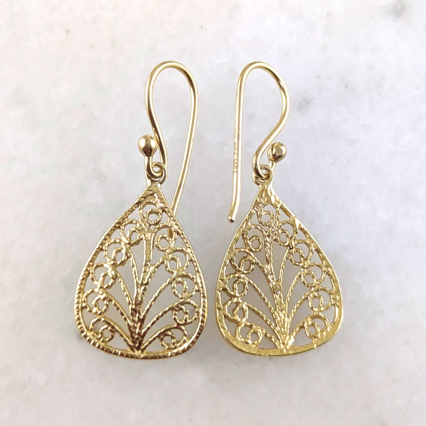 Petite Filigree Teardrop Earrings – Lightweight and Elegant