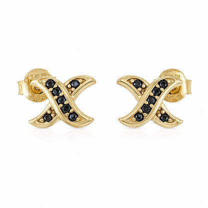 Black Spinel X Stud Earrings