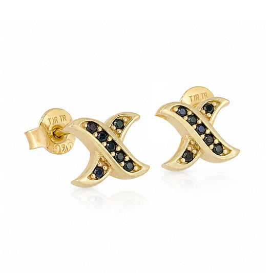 Black Spinel X Stud Earrings