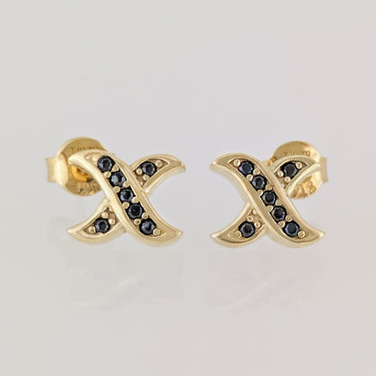 Black Spinel X Stud Earrings
