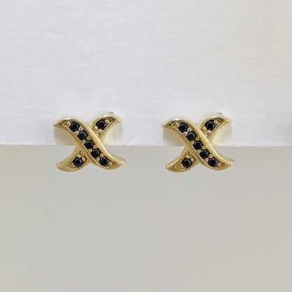 Black Spinel X Stud Earrings