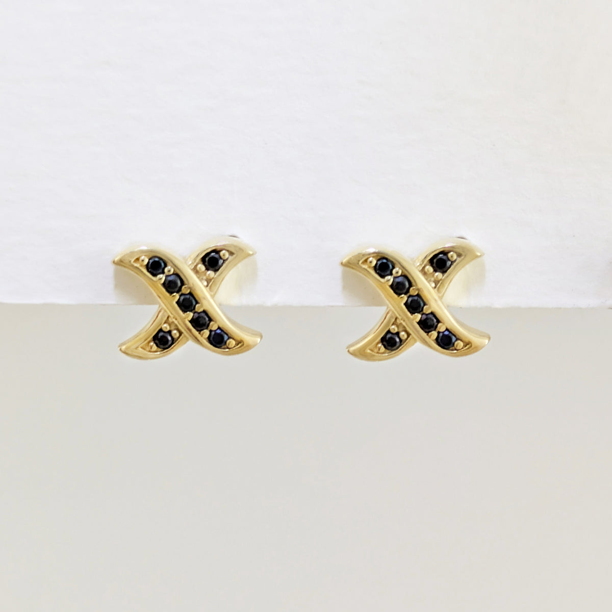 Black Spinel X Stud Earrings
