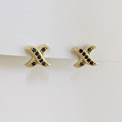 Black Spinel X Stud Earrings