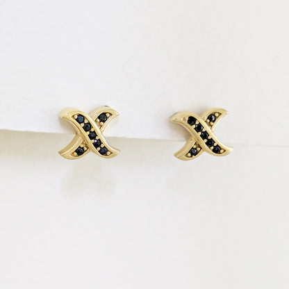 Black Spinel X Stud Earrings