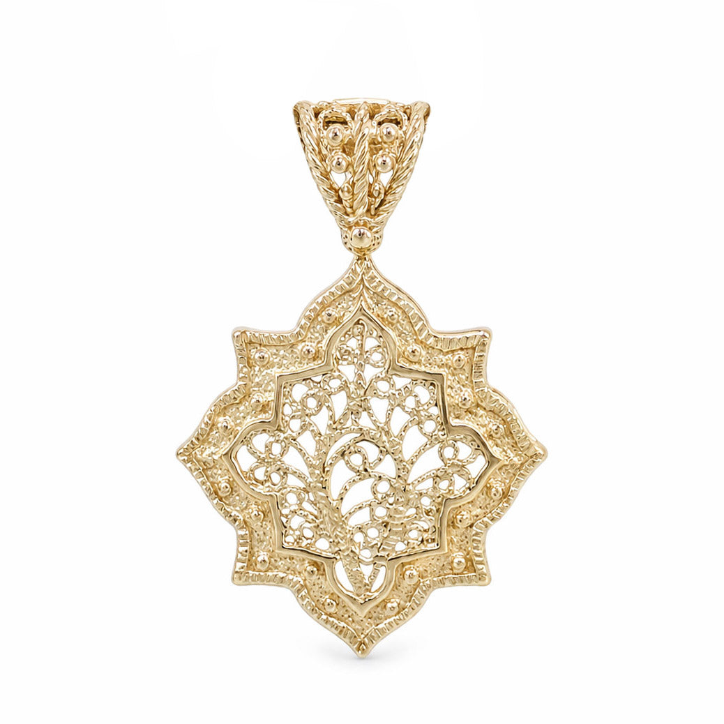 Ottoman Star Gold Pendant Filigree Charm 18k Gold Over Bronze Geometric Statement Pendant Turkish Jewelry