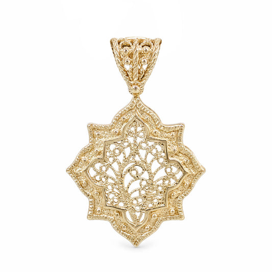 Ottoman Star Gold Pendant Filigree Charm 18k Gold Over Bronze Geometric Statement Pendant Turkish Jewelry
