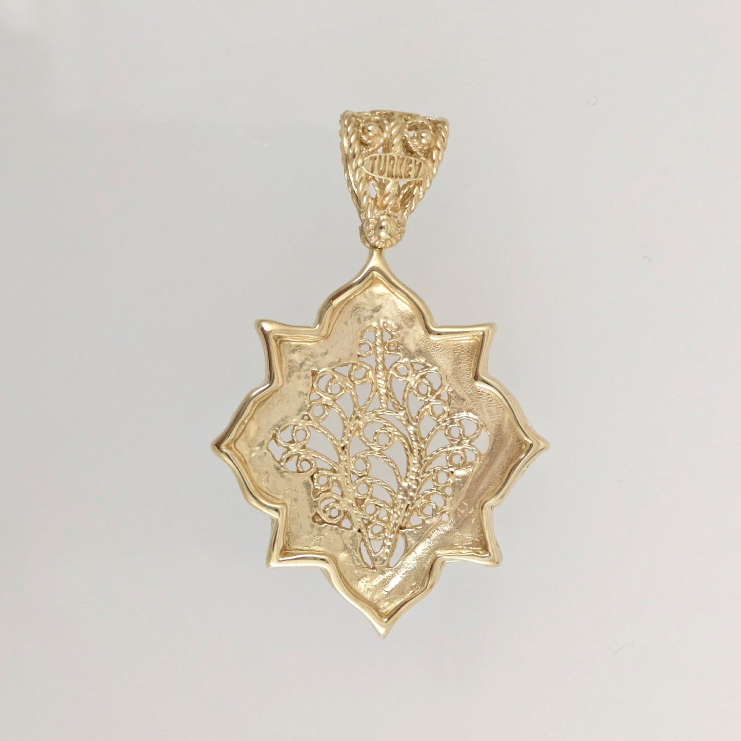 Ottoman Star Gold Pendant Filigree Charm 18k Gold Over Bronze Geometric Statement Pendant Turkish Jewelry