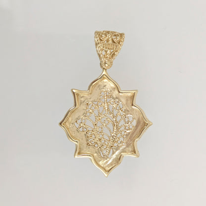 Ottoman Star Gold Pendant Filigree Charm 18k Gold Over Bronze Geometric Statement Pendant Turkish Jewelry