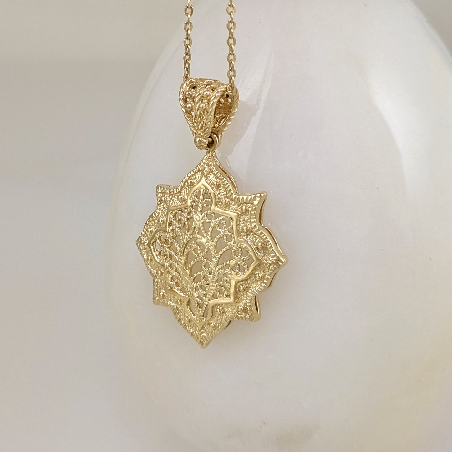 Ottoman Star Gold Pendant Filigree Charm 18k Gold Over Bronze Geometric Statement Pendant Turkish Jewelry