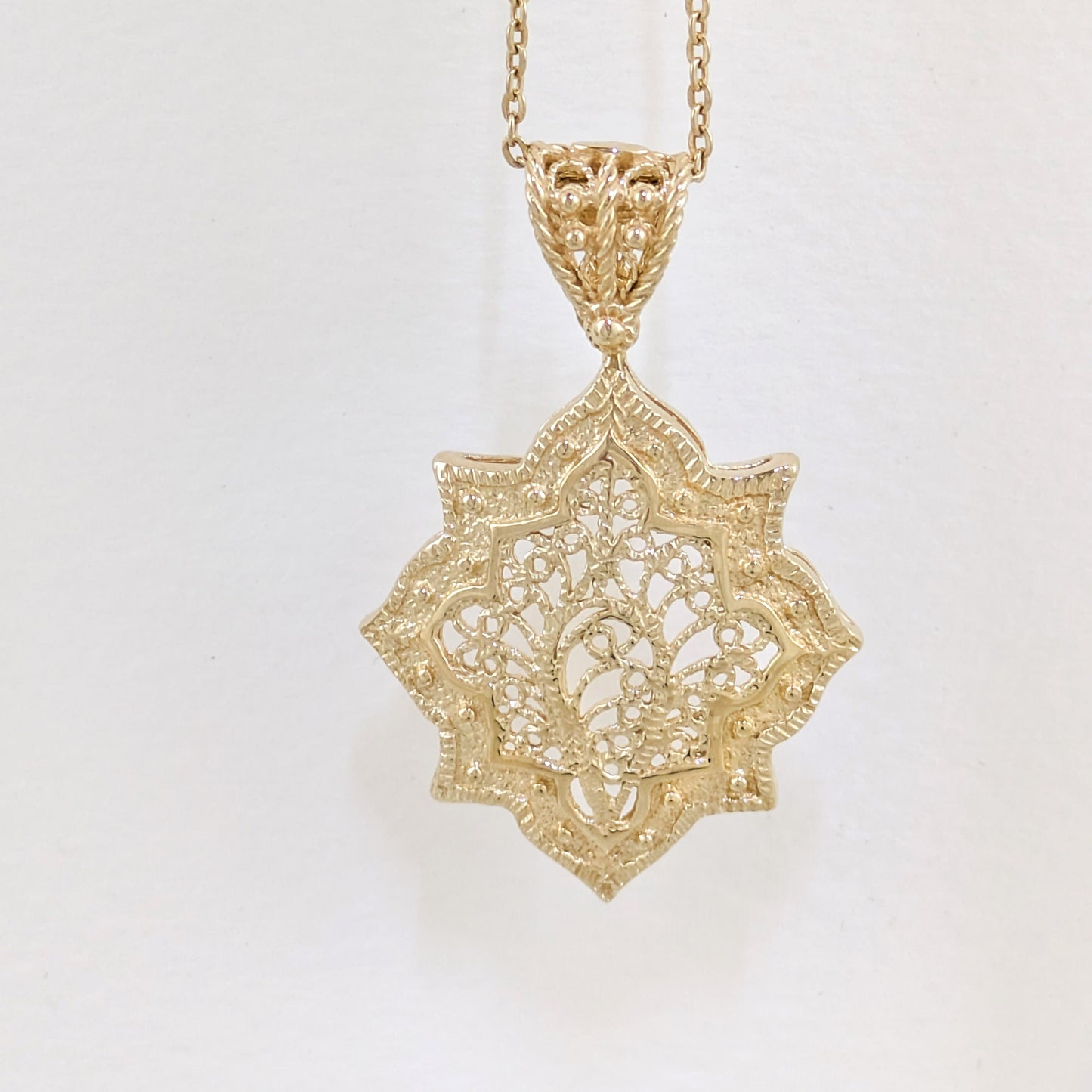 Ottoman Star Gold Pendant Filigree Charm 18k Gold Over Bronze Geometric Statement Pendant Turkish Jewelry