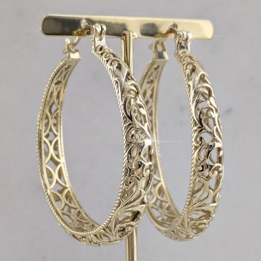 Scrollwork Hoop Earrings