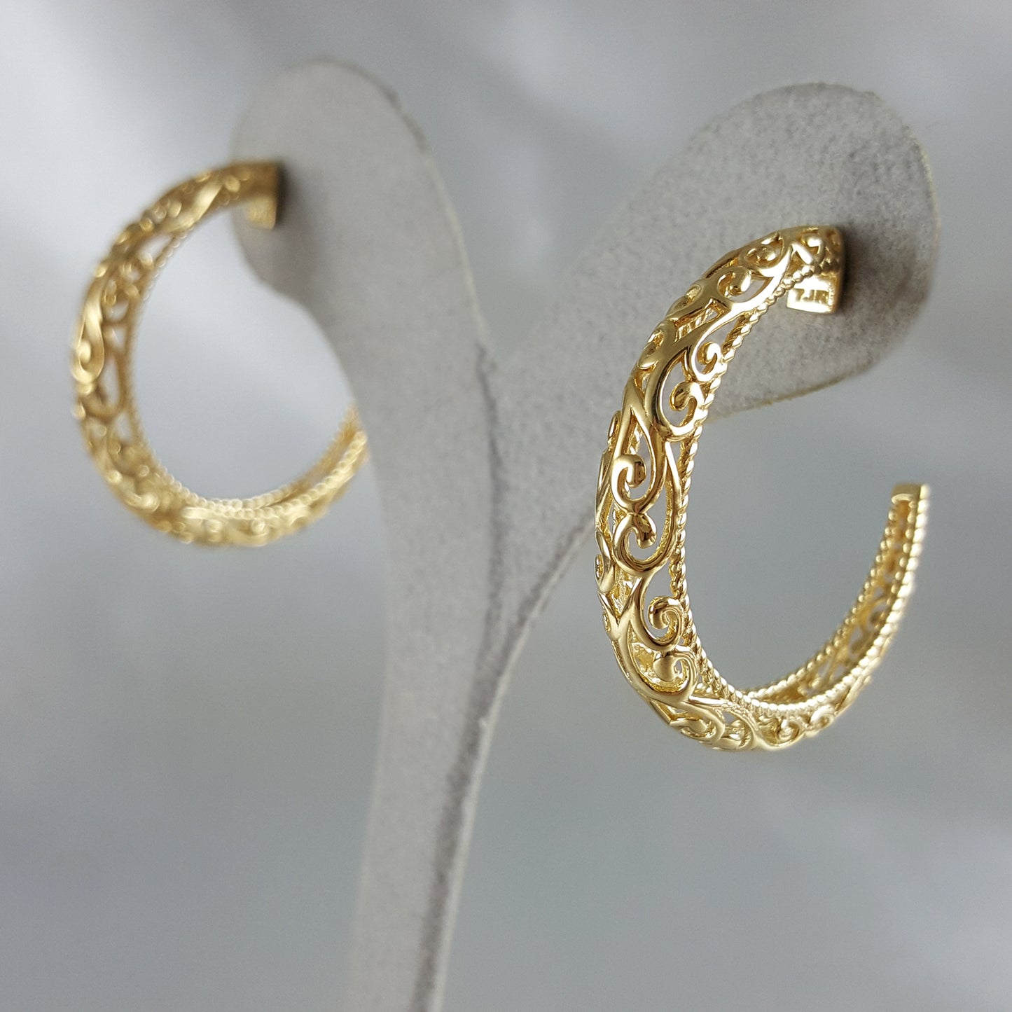 Scrollwork Vintage Style Hoop Earrings