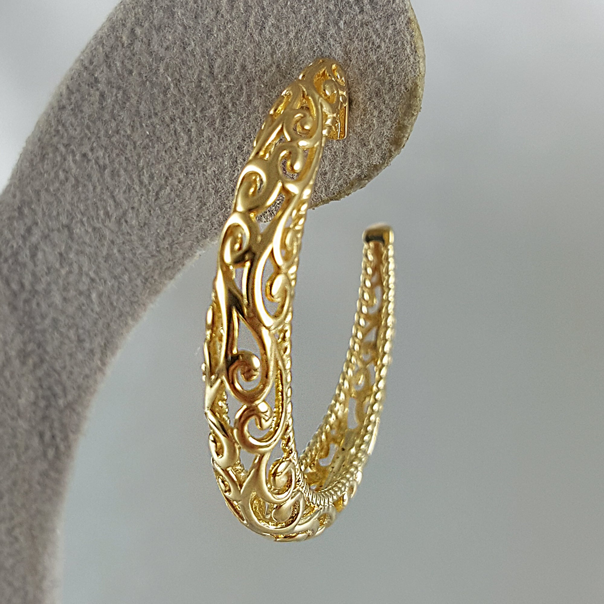 Scrollwork Vintage Style Hoop Earrings