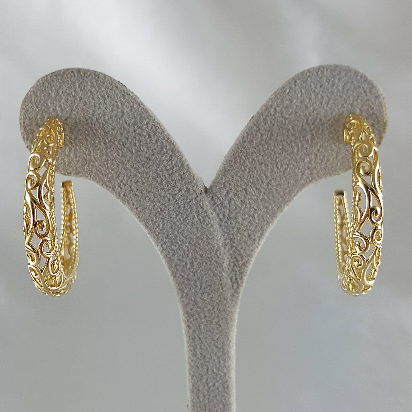 Scrollwork Vintage Style Hoop Earrings