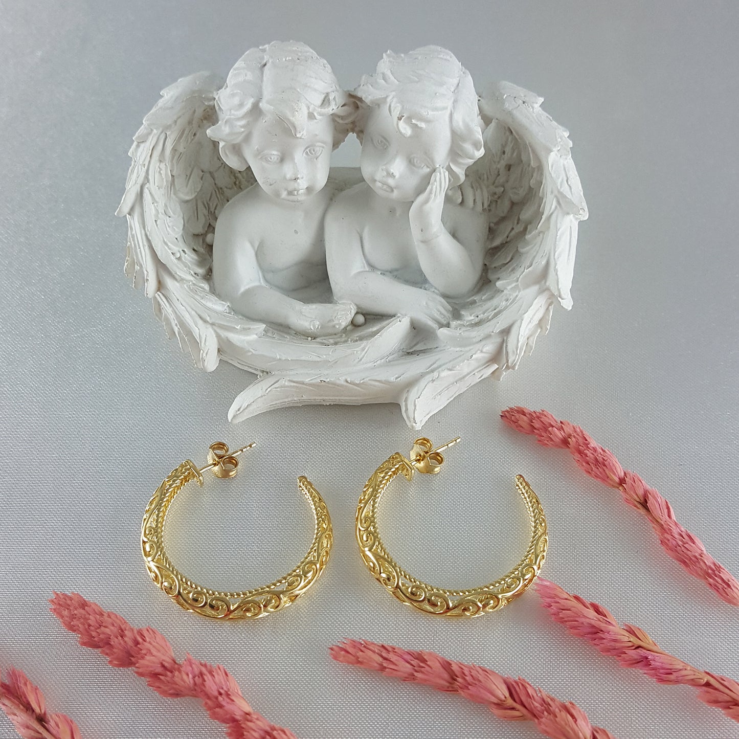 Scrollwork Vintage Style Hoop Earrings