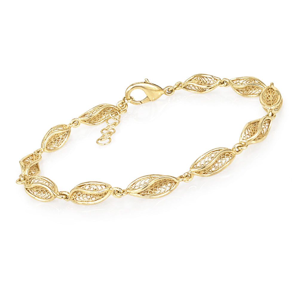 Marquise Filigree Link Bracelet Adjustable