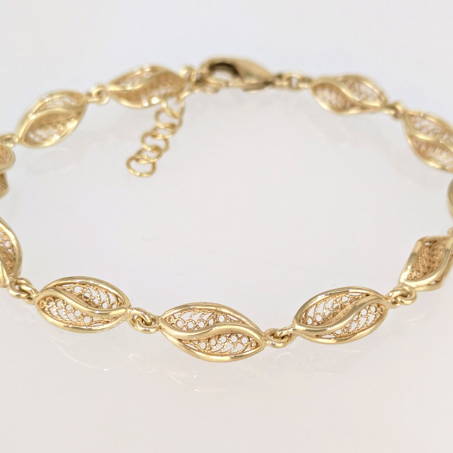 Marquise Filigree Link Bracelet Adjustable
